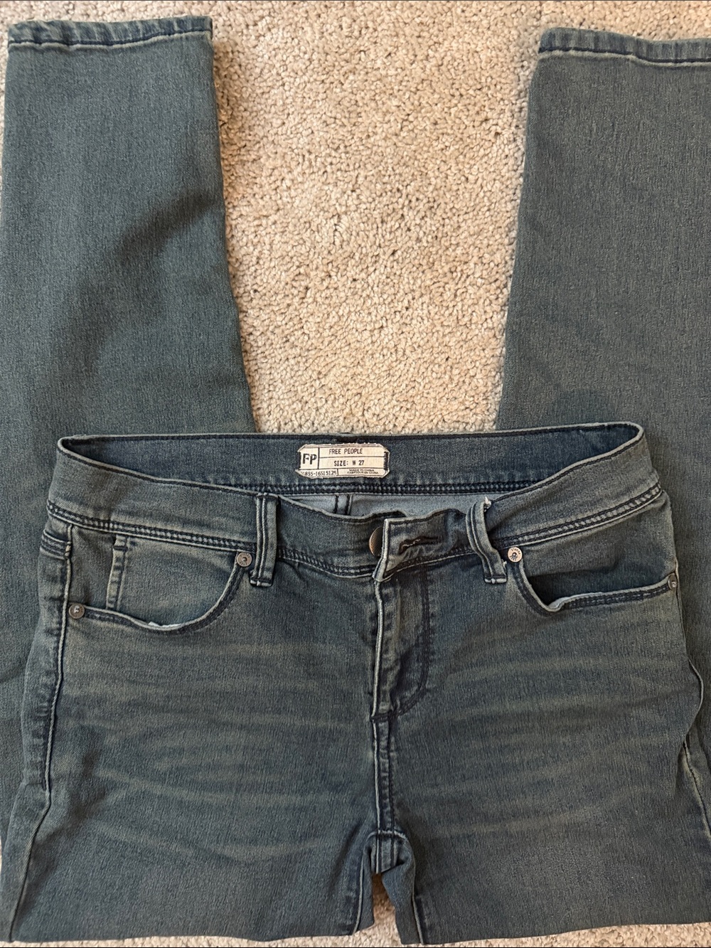 Free People Slim Skinny Jeans in Faded Blue-Grey